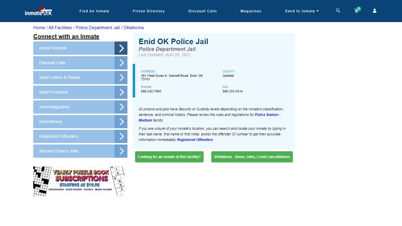 Enid OK Police Jail & Inmate Search - Enid, OK